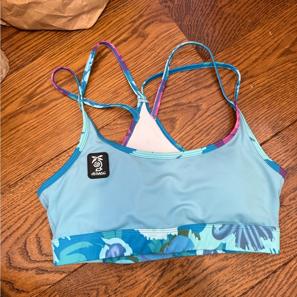 Blue Floral Sports Bra